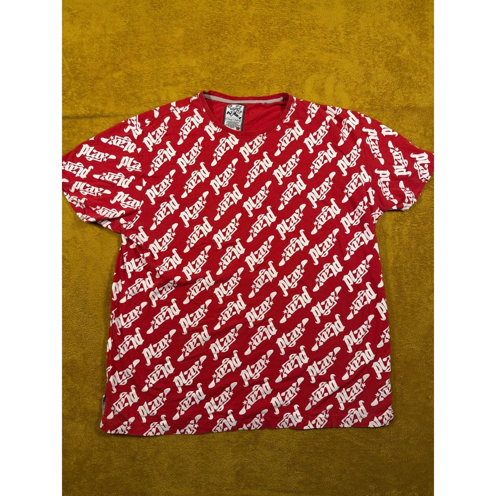 Y2k Play Red All Over Logo Print Short Sleeve T Shirt 3XL